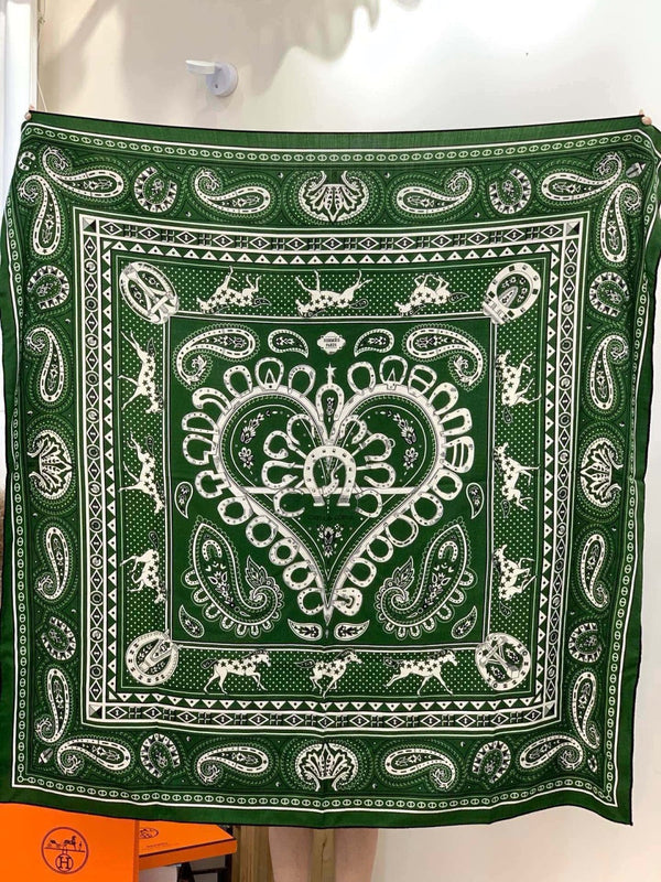 HM 25s Reversible Scarf 140cm Green Cashmere 976273