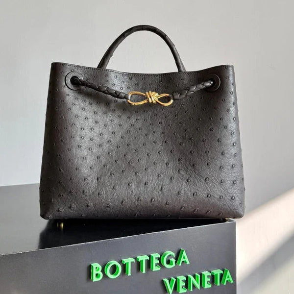 Bottega Veneta 2026 Sac Andiamo en cuir d'autruche marron foncé
