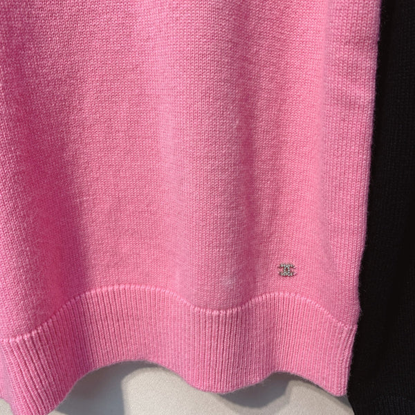 Chanel Pull Nœud Rose Noir Laine 317420