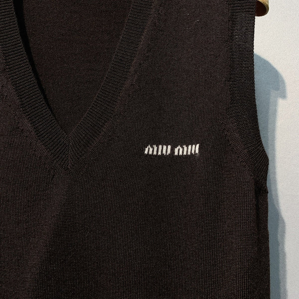 Miu Miu Sweater Vest Dark Brown Wool 342084