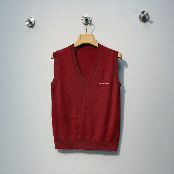 Miu Miu Sweater Vest Burgundy Wool 342085