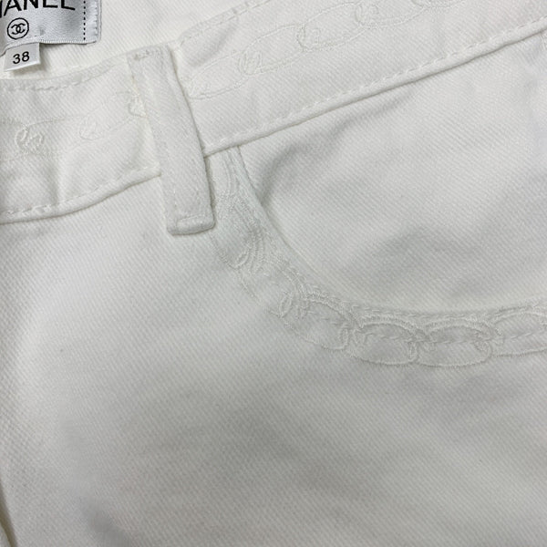 CC SS26 High-Waisted Wide-Leg Denim Shorts White Cotton 350943