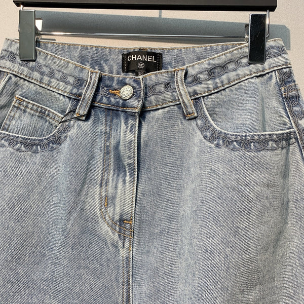 CC SS26 Short en jean taille haute et jambe large en coton bleu clair 350944