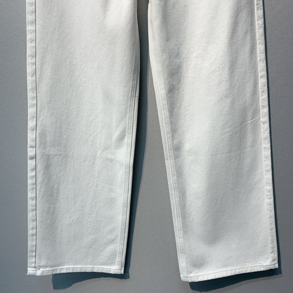 CC SS26 Wide-Leg Jeans with Logo Trim White Cotton 350940