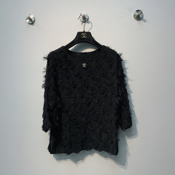 CC SS26 Haut en mousseline orné de plumes Noir mousseline 350963