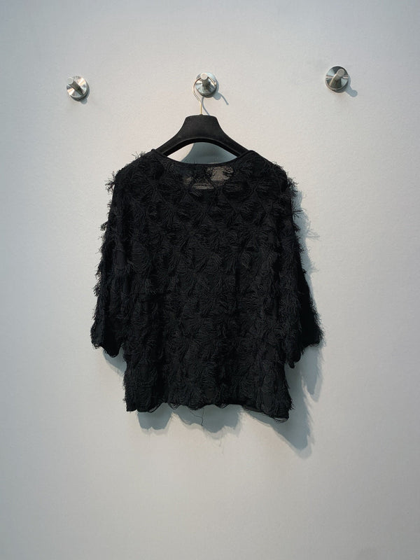 CC SS26 Haut en mousseline orné de plumes Noir mousseline 350963