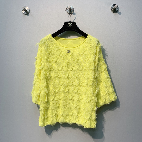 CC SS26 Haut en mousseline orné de plumes Mousseline fluo 350965