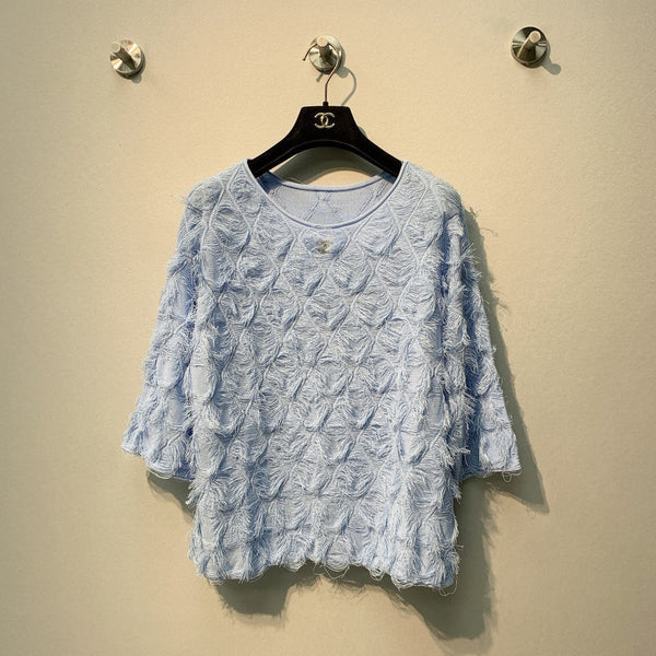 CC SS26 Haut en mousseline orné de plumes Bleu clair en mousseline 350966