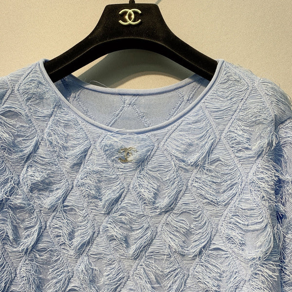 CC SS26 Haut en mousseline orné de plumes Bleu clair en mousseline 350966