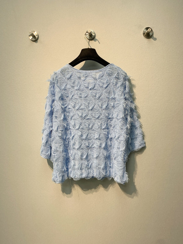 CC SS26 Haut en mousseline orné de plumes Bleu clair en mousseline 350966