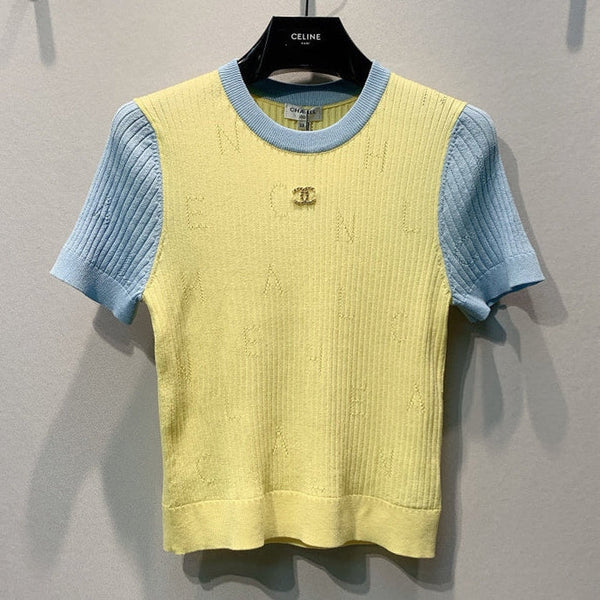 CC 2026 Yellow Knit Short-Sleeve T-Shirt 445138
