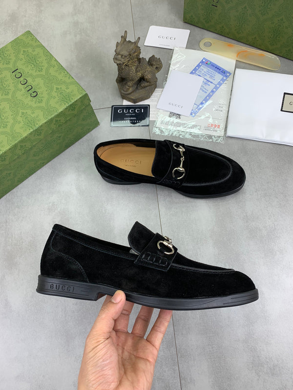 GG Men's Horsebit Loafer Black Suede 524777