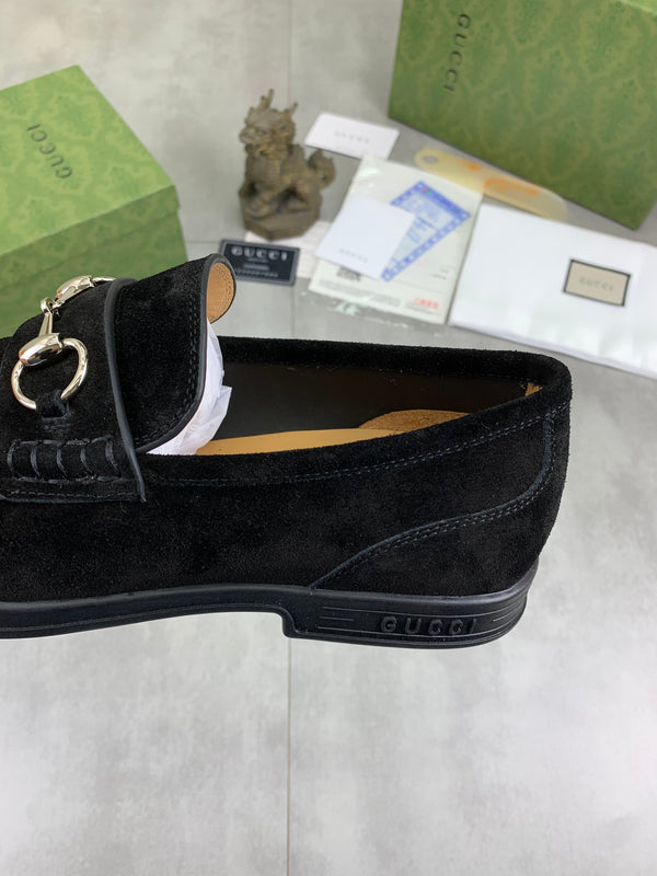 GG Men's Horsebit Loafer Black Suede 524777