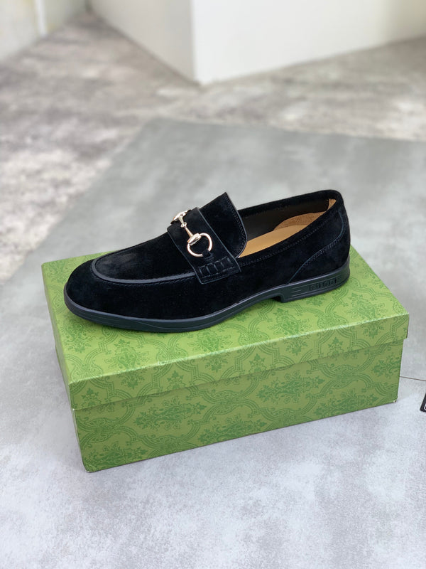 GG Men's Horsebit Loafer Black Suede 524777