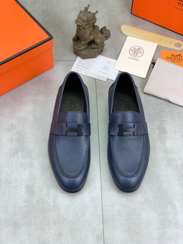 Mocassini da uomo HM Paris in pelle di vacchetta blu navy 711035