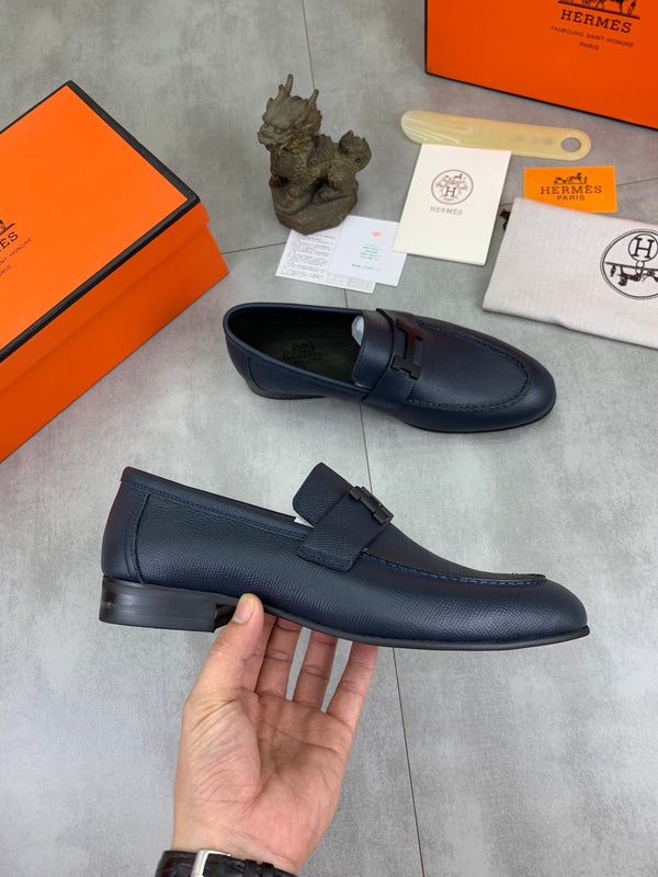 Mocassini da uomo HM Paris in pelle di vacchetta blu navy 711035