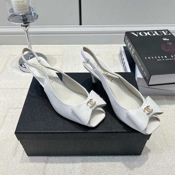 CC 26s Bow Peep-Toe Slingback White Sheepskin 964580