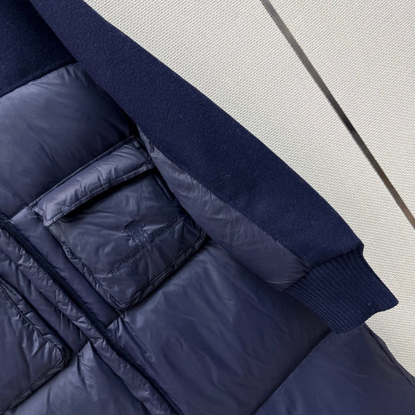 BC 26s Long Puffer Jacket Blue Down Recycled Nylon Fabric 419326