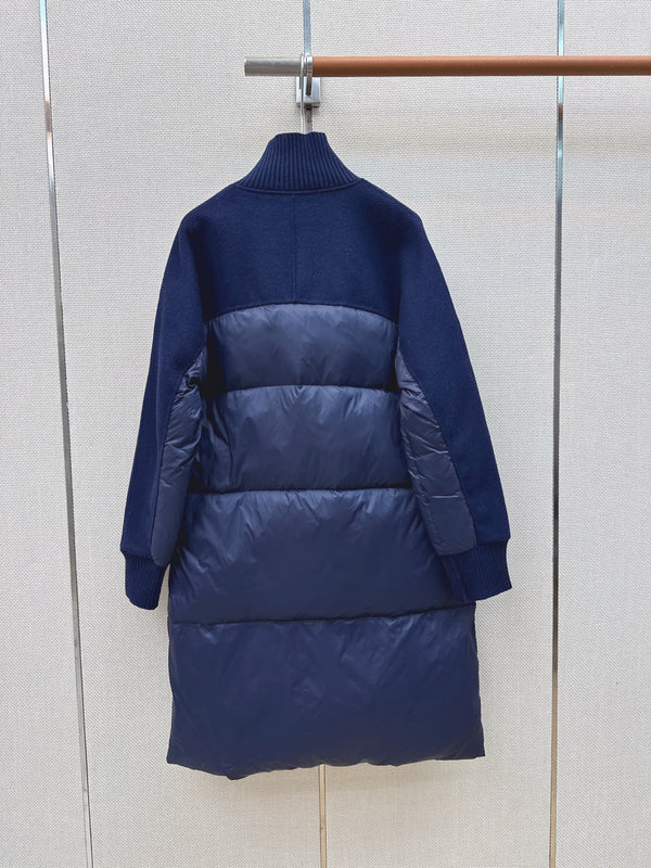 BC 26s Long Puffer Jacket Blue Down Recycled Nylon Fabric 419326