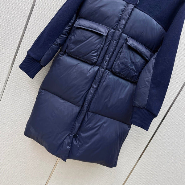 BC 26s Long Puffer Jacket Blue Down Recycled Nylon Fabric 419326