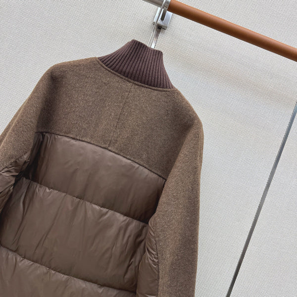 BC 26s Long Puffer Jacket Brown Down Recycled Nylon Fabric 419327