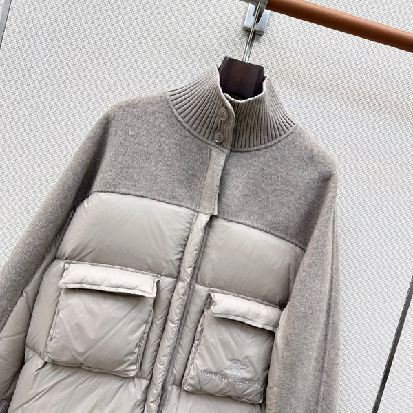 BC 26s Long Puffer Jacket Grey Down Recycled Nylon Fabric 419328