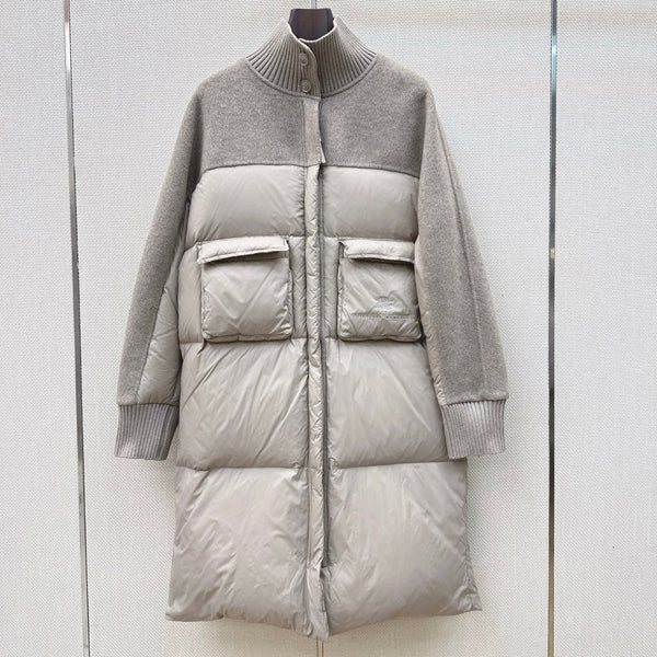 BC 26s Long Puffer Jacket Grey Down Recycled Nylon Fabric 419328