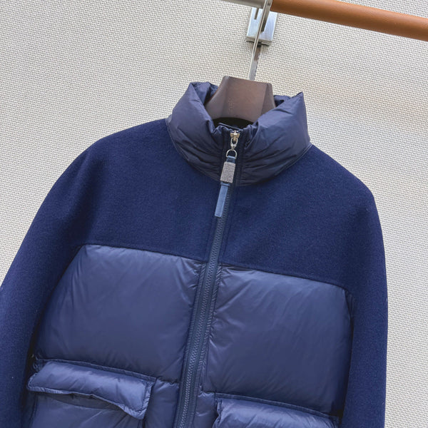 BC 26s Short Puffer Jacket Blue Down Recycled Nylon Fabric 419317