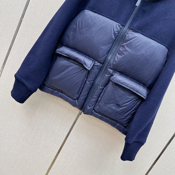 BC 26s Short Puffer Jacket Blue Down Recycled Nylon Fabric 419317
