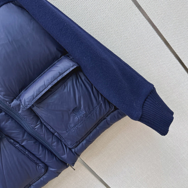 BC 26s Short Puffer Jacket Blue Down Recycled Nylon Fabric 419317