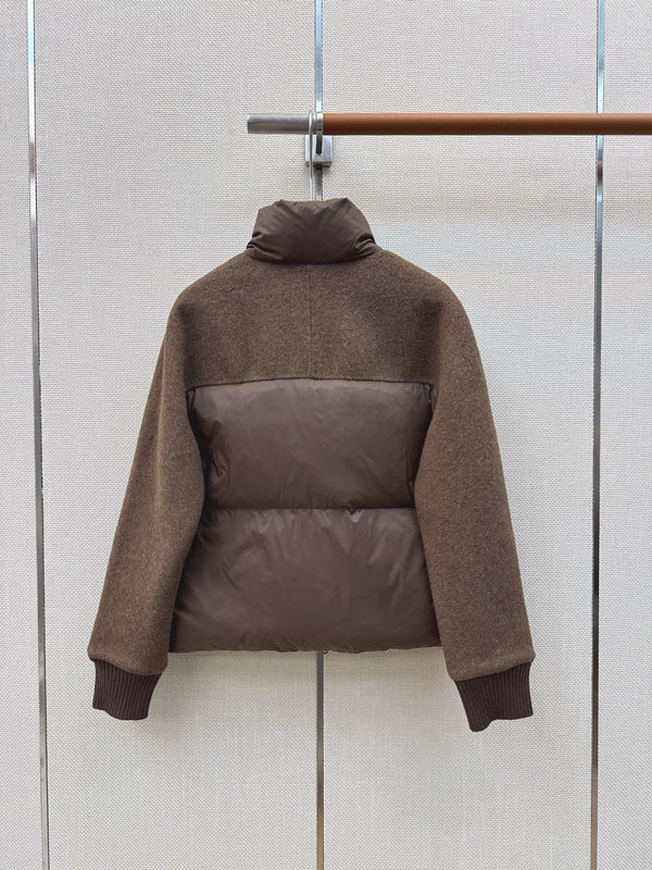 BC 26s Short Puffer Jacket Brown Down Recycled Nylon Fabric 419318