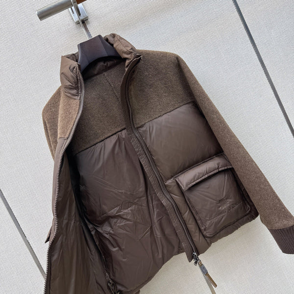BC 26s Short Puffer Jacket Brown Down Recycled Nylon Fabric 419318