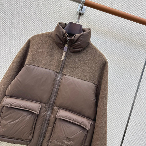 BC 26s Short Puffer Jacket Brown Down Recycled Nylon Fabric 419318