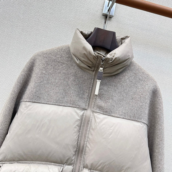 BC 26s Short Puffer Jacket Grey Down Recycled Nylon Fabric 419319