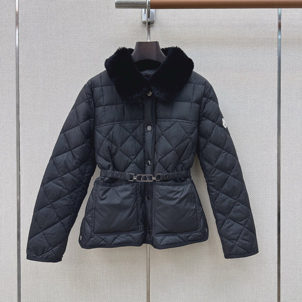 Moncler 26s Cygnes Belted Short Down Jacket Black 419291