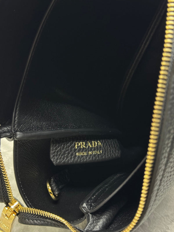 Prada Small Bag 23cm Black Grain Leather GHW