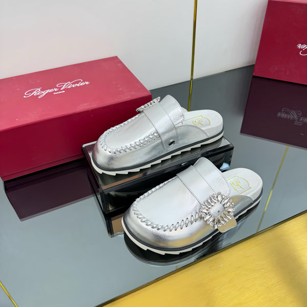 Viv 25 Birkenstock Mules Silver Cowhide 250499
