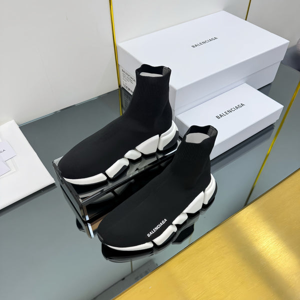 Balenciaga Speed Sneakers Black White Polyester Elastane 832616