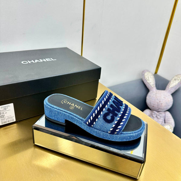 CC25 Denim Slippers Blue Sheepskin 297656
