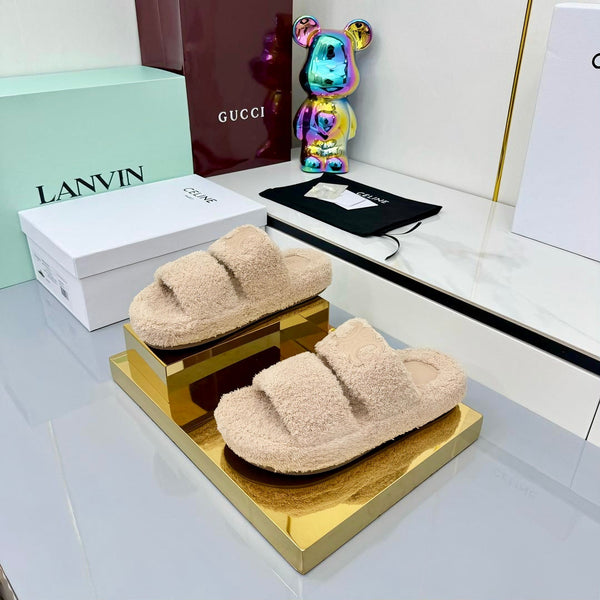 CL 25s Triomphe Slides 50mm Beige Wool & Rubber 434461