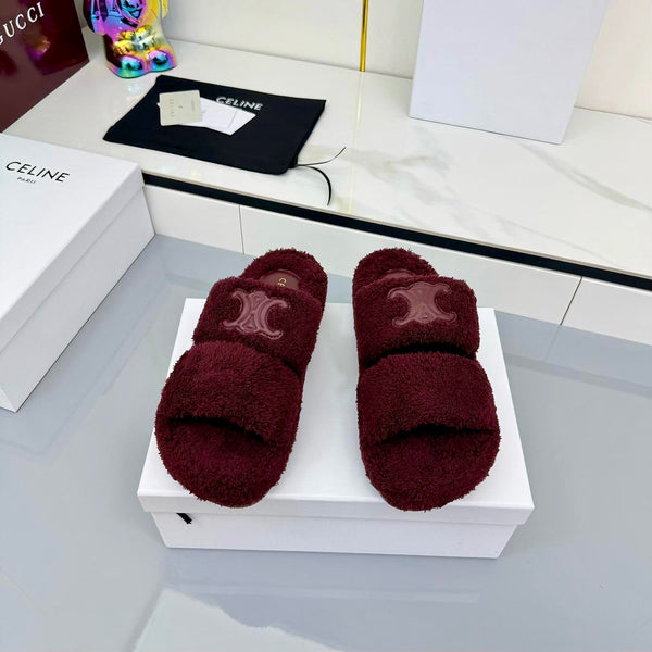 CL 25s Triomphe Slides 50mm Dark Burgundy Wool & Rubber 434463