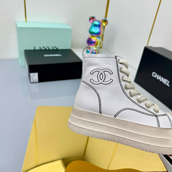 Chanel 25 High Sneaker White Cowhide 469781