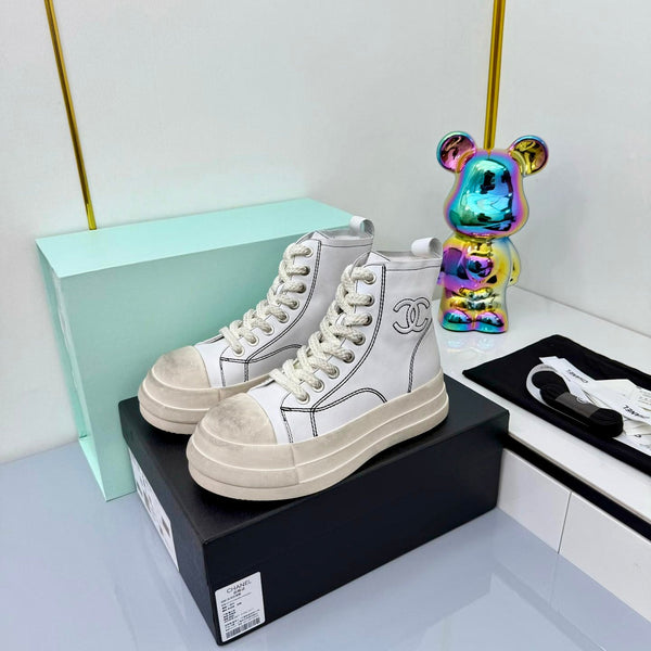 Chanel 25 High Sneaker White Cowhide 469781