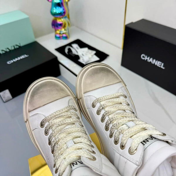 Chanel 25 High Sneaker White Cowhide 469785