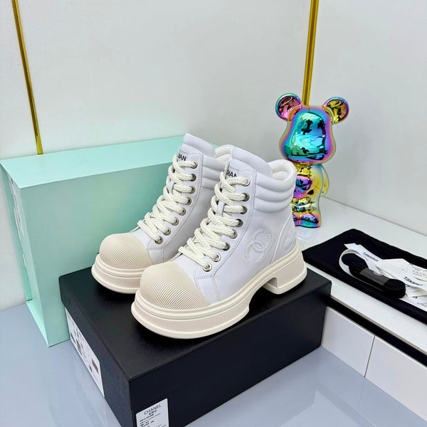 Chanel 2025 High-Top Sneakers White Cowhide 469787