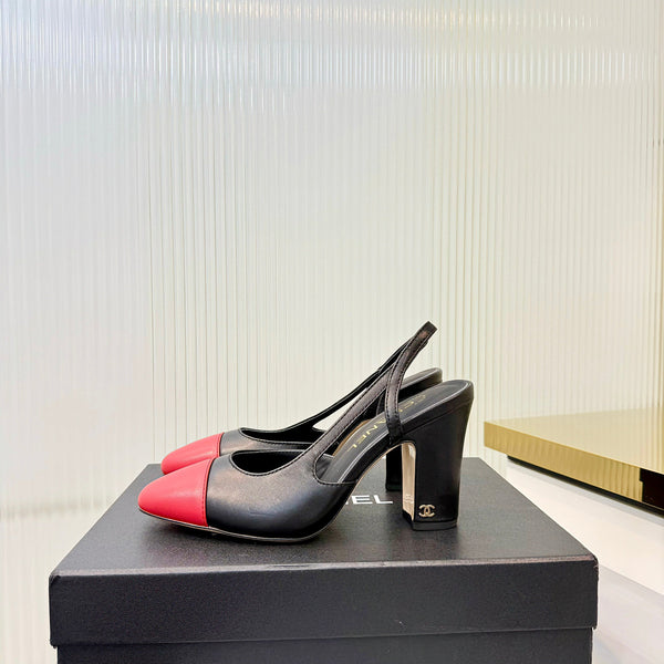 CC 26 Slingback High Heel 9cm Red Black Lambskin 714018