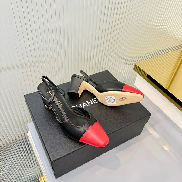 CC 26 Slingback High Heel 6.5cm Red Black Lambskin 714024