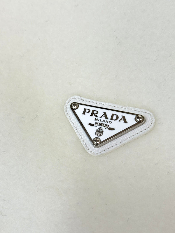 Prada 25 Mid-length Hooded Coat White Black Wool 637352