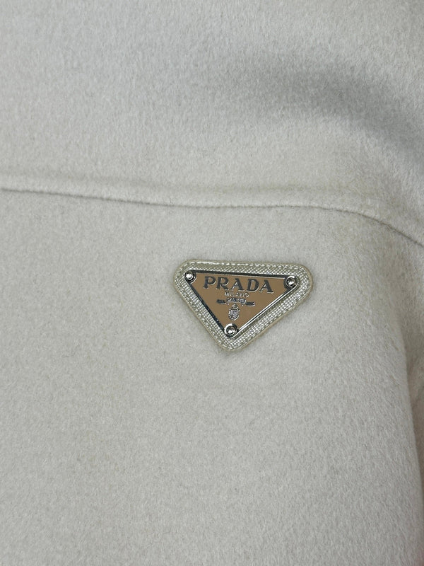 Prada 25 Hooded Coat Ivory Wool 637351