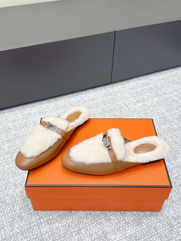 HM 25ss Oz Mule Brown Goatskin And Shearling 461944
